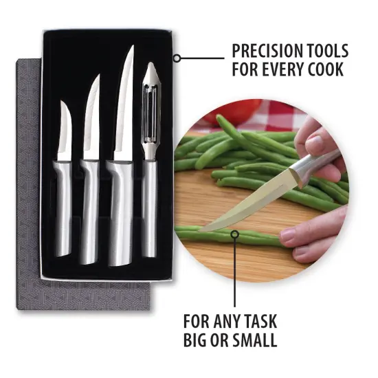 Rada Kitchen Knives Boxed Set, 4 Pc Meal Prep Gift Set, Veggie Peeler and Granny, Heavy Duty, and Super Paring Knives {5}