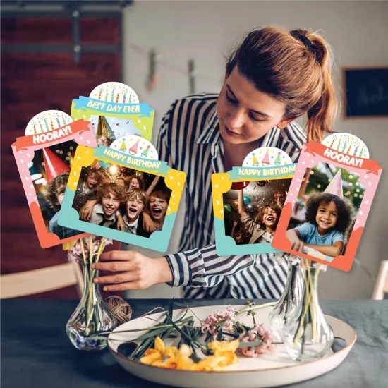 Big Dot of Happiness Party Time - Happy Birthday Party Picture Centerpiece Sticks - Photo Table Toppers - 15 Pieces {3}