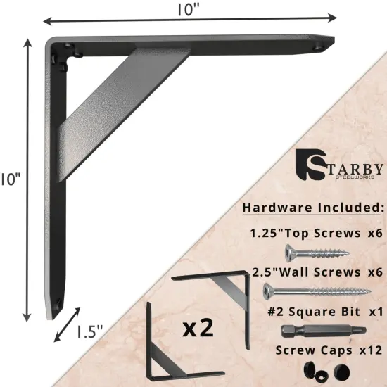 Jetstream Solid Heavy Duty Low Profile Welded Countertop Support Shelf Brackets {2}