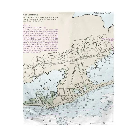Betsy Drake Block Island Sound - Quonochontaug, RI Nautical Map Beach Towel Multicolor {1}