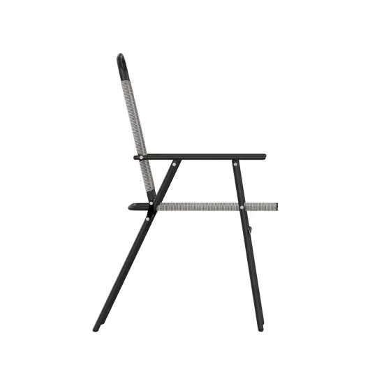 Emma and Oliver Munroe Set of 4 Textilene Folding Sling Style Patio Chairs with Armrests Gray {5}