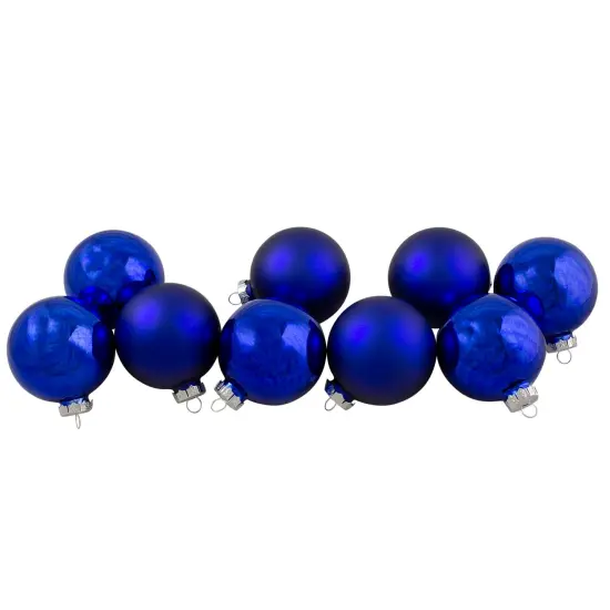 Northlight 2-Finish Glass Ball Christmas Ornaments - 2.5" (60mm) - Royal Blue - 9ct {4}