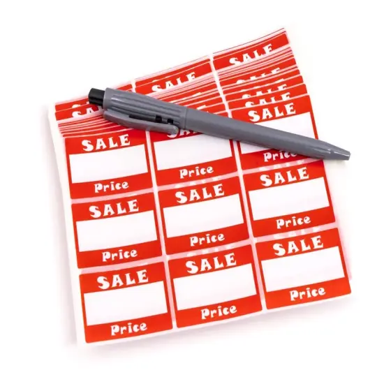 Red Rectangular Sale Price Adhesive Labels for Retail Display (Package of 504) {1}