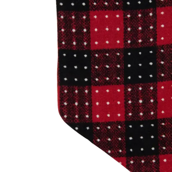 Northlight 21.5" Red and Black Plaid with Dots and Faux Fur Cuff Christmas Stocking {4}