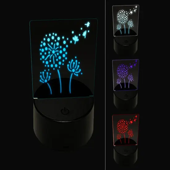 Dandelion Seeds Blowing Away 3D Illusion LED Night Light Sign Nightstand Desk Lamp {1}