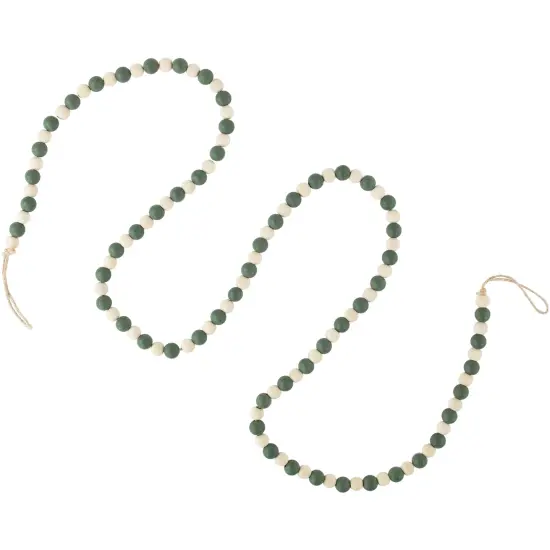 Northlight 6' Green and Cream Wooden Beads Christmas Garland, Unlit {1}