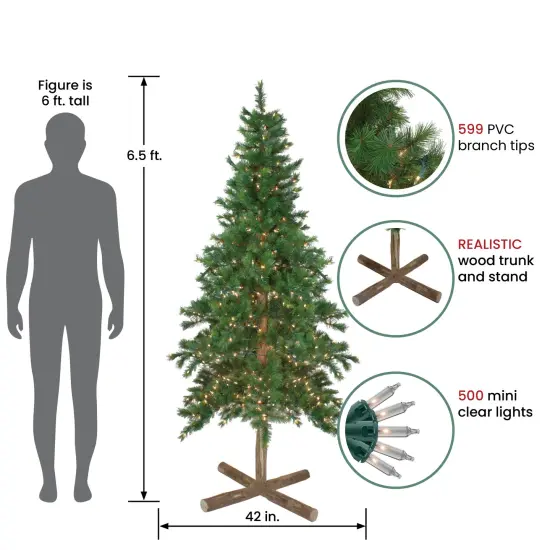 Northlight Pre-Lit Slim Alpine Artificial Christmas Tree - 6.5' - Clear Lights Green {3}