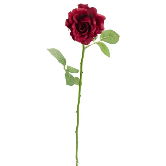 Allstate Long Stem Blooming Rose Artificial Floral Spray - 23" - Burgundy Red {4}