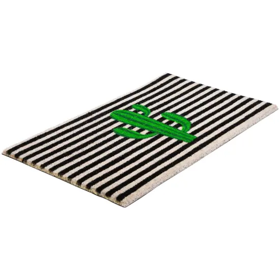 Northlight Green Cactus Striped Natural Coir Outdoor Doormat 18" x 30" {6}