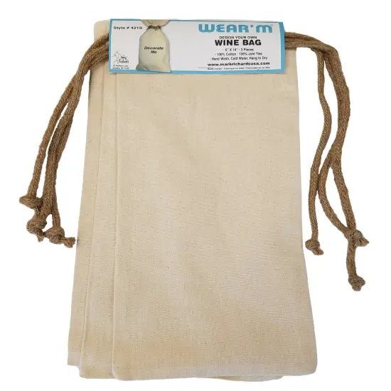Wear'm Canvas Wine Bottle Bag 6"X14" 3/Pkg-Natural {1}