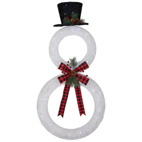Northlight 48" LED Lighted Wreath Snowman Outdoor Christmas Decoration White {1}