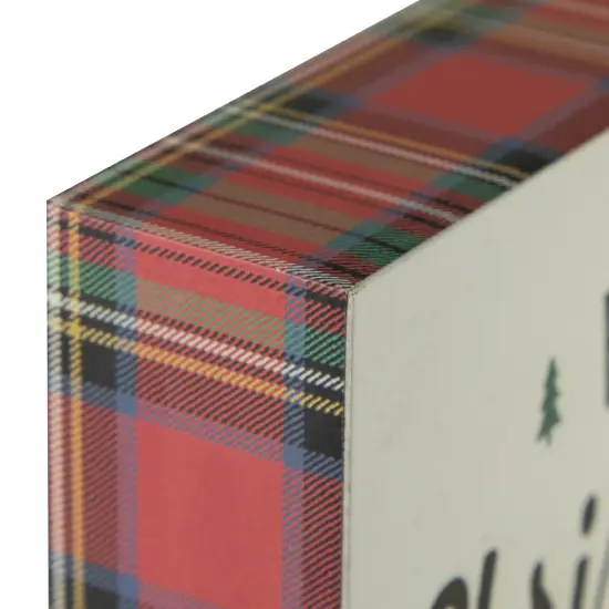 Northlight Farm Fresh Christmas Trees and Truck Wooden Wall Sign with Plaid Trim - 8" Red {5}