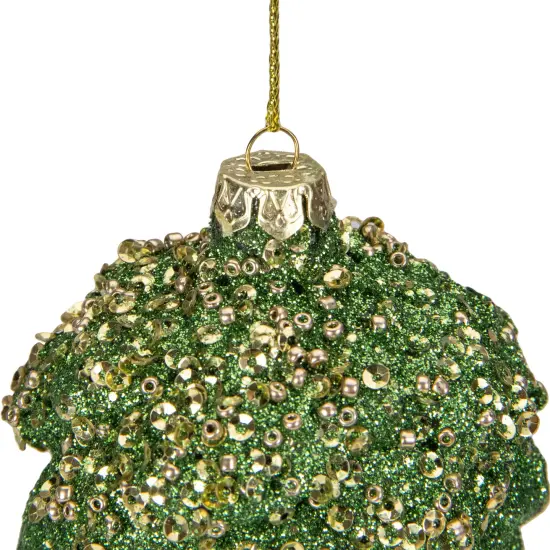 Northlight 5.5" Green and Gold Glitter Beaded Pine Cone Christmas Ornament {4}