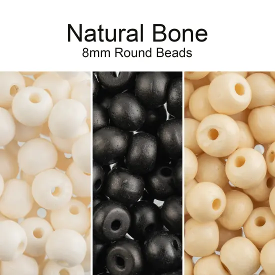 John Bead 8mm Round Natural Bone Beads, 100pcs White {2}