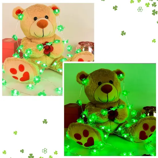 St Patricks Day Decorations 50LED Green Shamrock String Light, St Patricks Day Decor Irish Party for Home Indoor/Outdoor Wedding Anniversary Holiday Green Decor {5}
