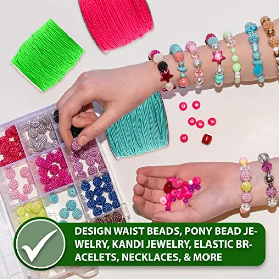 109 Yards Mandala Crafts 1 mm Elastic Cord Stretchy String for Bracelets, Necklaces, Jewelry Making, Beading, Masks; Black {5}