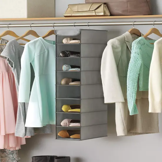 Whitmor Hanging Shoe Shelves - 8 Section - Closet Organizer - Grey {2}