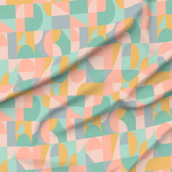 Various Fabrics by the Yard or Fat Quarter Pastel Mod Mint Retro Abstract Gold Green Mcm Blush Pink Shapes Vintage Style Custom Printed Fabric by Spoonflower {6}