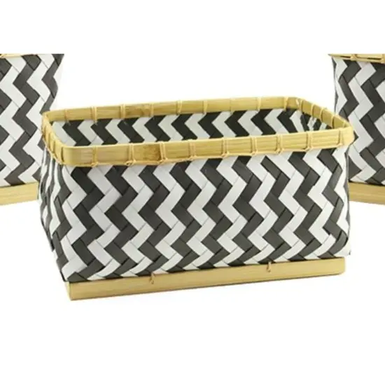 Kaemingk Set of 3 Black and White Chevron Pattern Rectangular Baskets 18" {3}