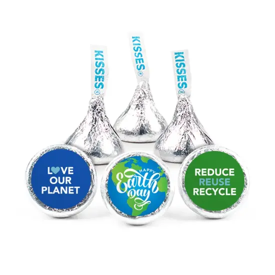 90 Pcs Earth Day Candy Hershey's Kisses Milk Chocolate Party Favors (1lb, Approx. 90 Pcs) - No Assembly Required - By Just Candy {1}