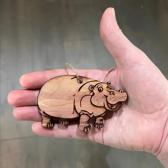 Hippo - Cedar Ornament {3}