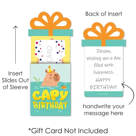 Big Dot of Happiness Capy Birthday - Capybara Party Money and Gift Card Sleeves - Nifty Gifty Card Holders - Set of 8 {7}