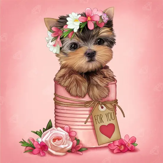 Floral Yorkie Puppy {1}