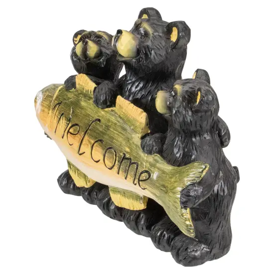 Northlight 10" Bear Family Trio Welcome Sign Outdoor Garden Statue Brown {5}