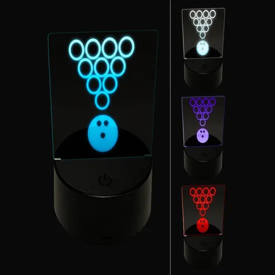 Bowling Ball Rolling Towards Pins 3D Illusion LED Night Light Sign Nightstand Desk Lamp {1}