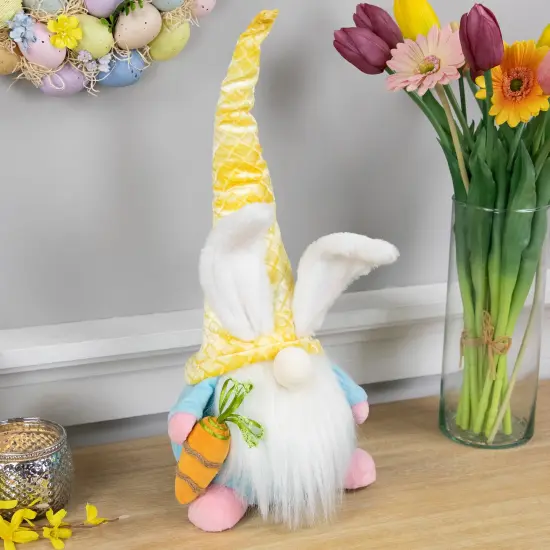Northlight Gnome with Bunny Ears Easter Figure - 18.5" - Yellow and Blue {4}