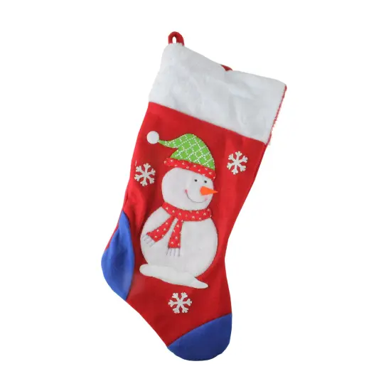 Dyno 19'' Red and Blue Plush Cuff Snowman Christmas Stocking {1}