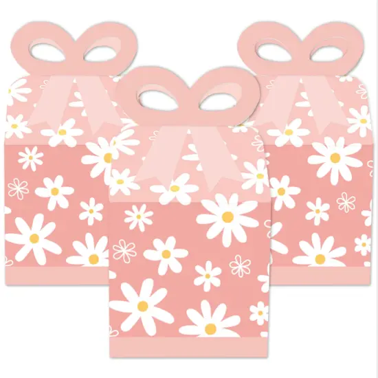 Big Dot of Happiness Pink Daisy Flowers - Square Favor Gift Boxes - Floral Party Bow Boxes - Set of 12 {3}
