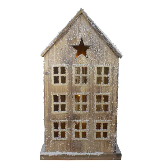 Northlight LED Lighted Snow Covered Rustic Wooden Christmas House - 30" Brown {1}