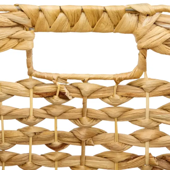 Northlight Set of 3 Diamond Weave Rectangular Water Hyacinth Baskets with Handles 17.75" Beige {6}