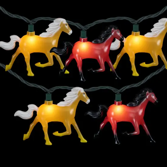 Northlight Horse Indoor Outdoor Patio Light Set - 6' Green Wire - 10ct Red {4}