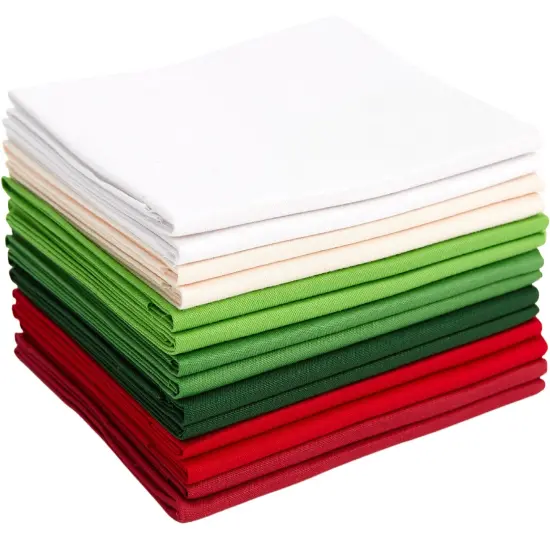 Christmas Fat Quarter Bundle -100% Cotton | Pure Solids | Xmasl Mix Christmas Colors | Quilting & Crafting Soft Fabric | Gift Set {5}