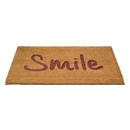 Northlight Natural Coir "Smile" Outdoor Rectangular Doormat 18" x 30" Brown {4}