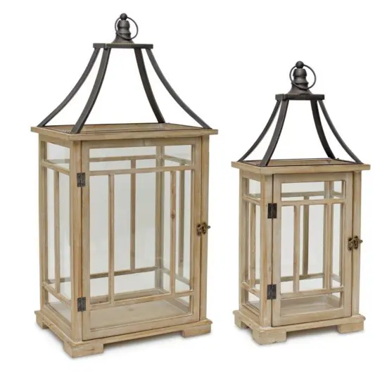 Wooden Lantern (Set of 2) {1}