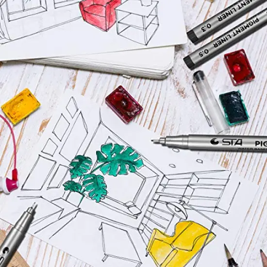 10 Black Micro-Pen Fineliner Ink Pens - Precision Multiliner Pens Micro Fine Point Drawing Pens for Sketching, Anime, Manga, Artist Illustration, Bullet Journaling, Scrapbooking {2}