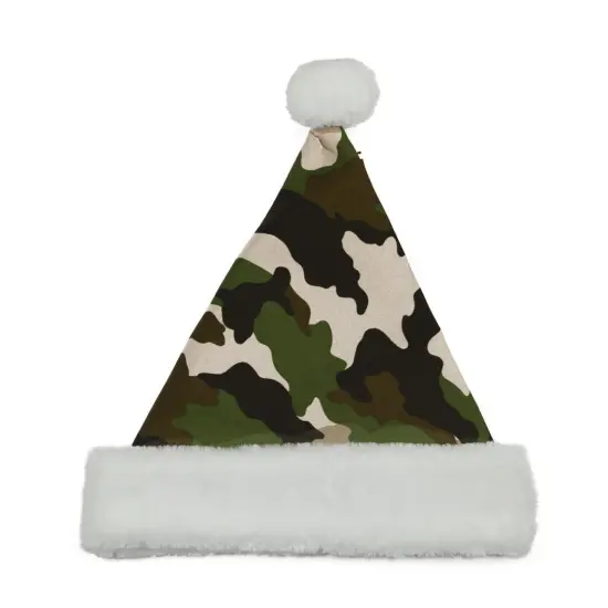 Northlight 21" Green and White Camouflage Adult Christmas Santa Claus Hat - Medium {1}