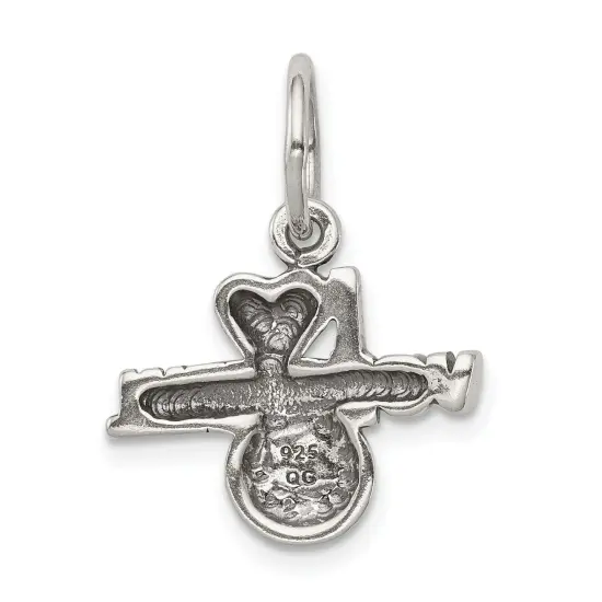Sterling Silver Antiqued I Love Volleyball Charm Sports Jewerly 15mm x 17mm {3}