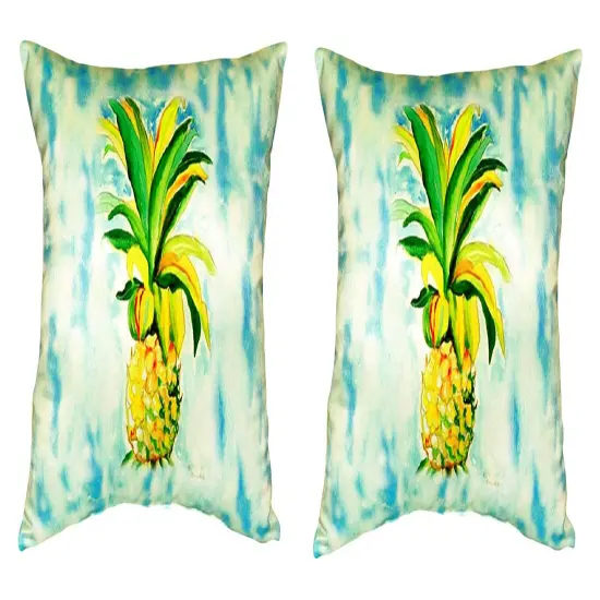 Pair of Betsy Drake Pineapple No Cord Pillows 18 Inch X 18 Inch {1}
