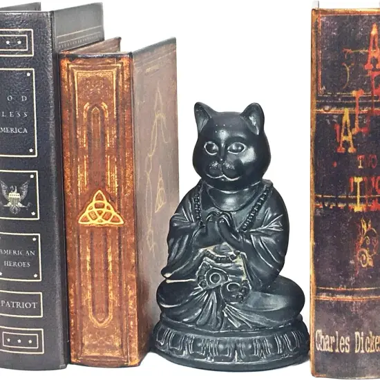Cat Statue Kitten Cute Pet Yoga Zen Pose Dhyana Mudra Buddha Sculptures Collectible Vintage Figurines 6 Inch {3}
