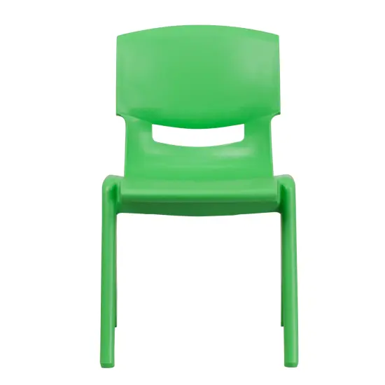 Emma and Oliver 4 Pack Plastic Stack School Chair with 15.5"H Seat, 3rd-7th School Chair Green {5}