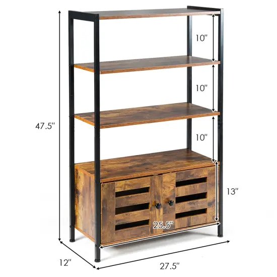 Costway Industrial Storage Cabinet Bookshelf Bookcase Bathroom Floor Cabinet W/3 Shelves {2}
