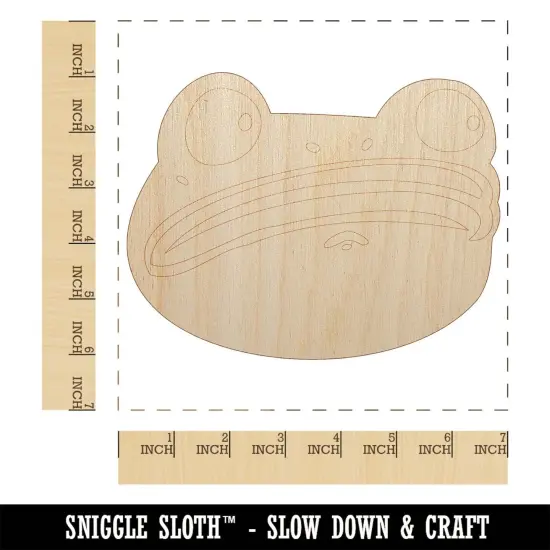 Wary and Suspicious Frog Toad Head Unfinished Wood Shape Piece Cutout for DIY Craft Projects {1}