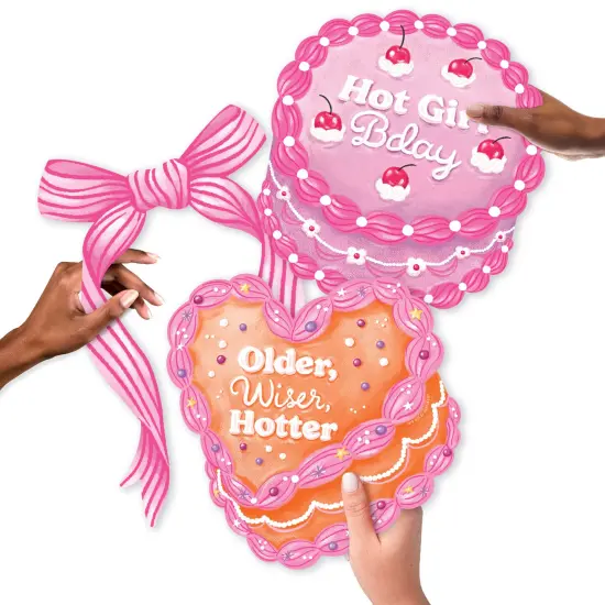 Big Dot of Happiness Hot Girl Bday - Vintage Cake Birthday Party Large Photo Props - 3 Pc {6}