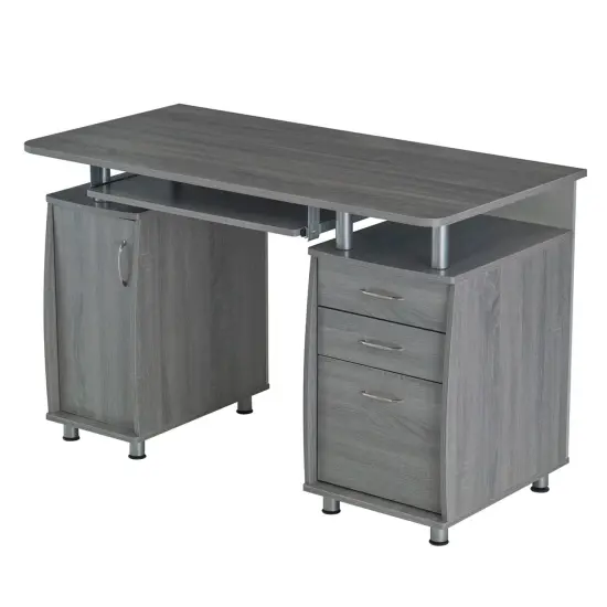 Techni Office Solutions 47.5" Gray Unique Techni Mobili Complete Workstation Computer Desk with Storage {1}