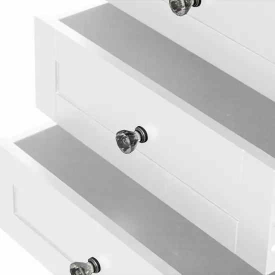 Tall Freestanding Storage Organizer Linen Tower, Vanity Closet, Bathroom Cabinet with 2 Open shelves, 3 Drawers, and a Closet White {6}