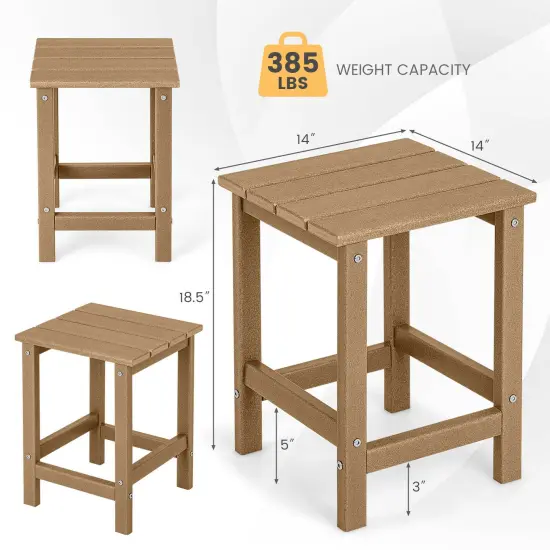 14 Inch Square Weather-Resistant Adirondack Side Table Brown {4}